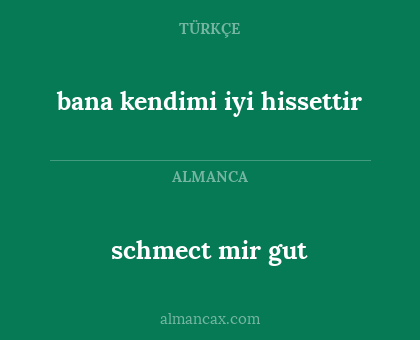 schmect mir gut - bana kendimi iyi hissettir