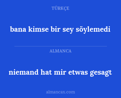 niemand hat mir etwas gesagt - bana kimse bir sey söylemedi
