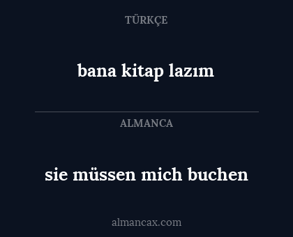 sie müssen mich buchen - bana kitap lazım