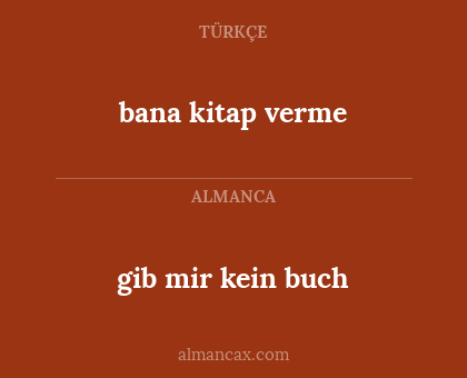 gib mir kein buch - bana kitap verme