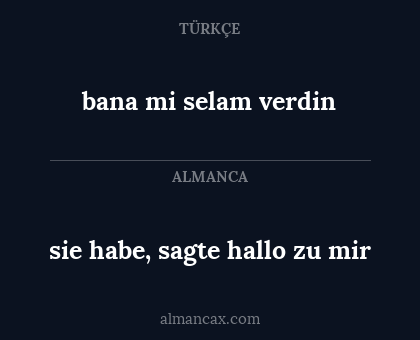 sie habe, sagte hallo zu mir - bana mi selam verdin