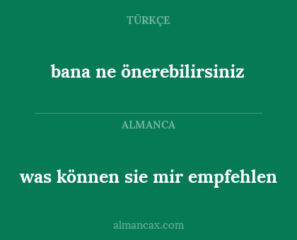 was können sie mir empfehlen - bana ne önerebilirsiniz