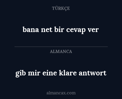 gib mir eine klare antwort - bana net bir cevap ver
