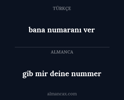 gib mir deine nummer - bana numaranı ver