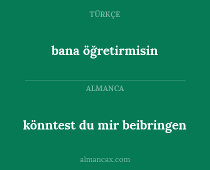 könntest du mir beibringen - bana öğretirmisin