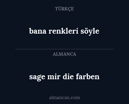 bana renkleri söyle - sage mir die farben