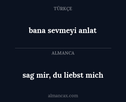 bana sevmeyi anlat - sag mir, du liebst mich