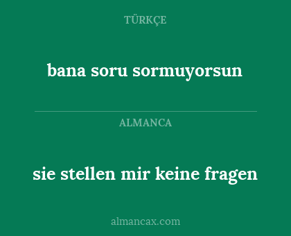 bana soru sormuyorsun - sie stellen mir keine fragen