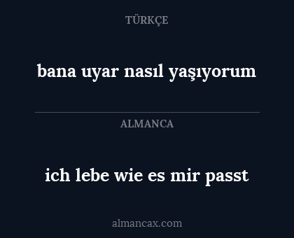 bana uyar nasıl yaşıyorum - ich lebe wie es mir passt