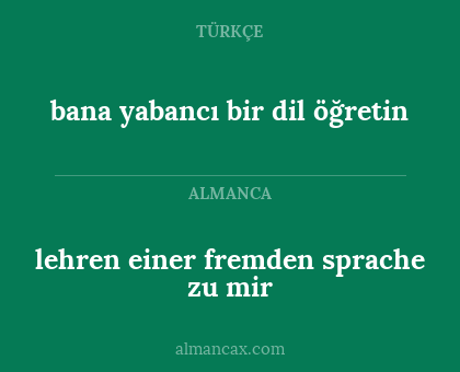 lehren einer fremden sprache zu mir - bana yabancı bir dil öğretin