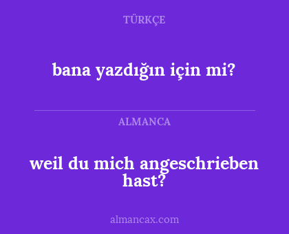 weil du mich angeschrieben hast? - bana yazdığın için mi?