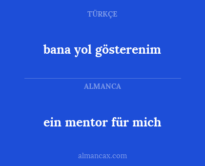 ein mentor für mich - bana yol gösterenim