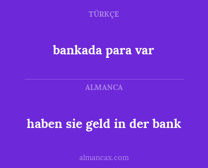 bankada para var - haben sie geld in der bank