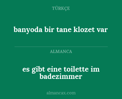 banyoda bir tane klozet var - es gibt eine toilette im badezimmer