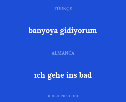 ıch gehe ins bad - banyoya gidiyorum
