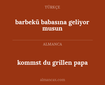kommst du grillen papa - barbekü babasına geliyor musun