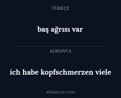 baş ağrısı var - ich habe kopfschmerzen viele