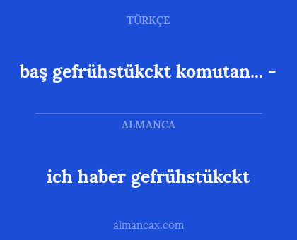 baş gefrühstükckt komutan... - - ich haber gefrühstükckt