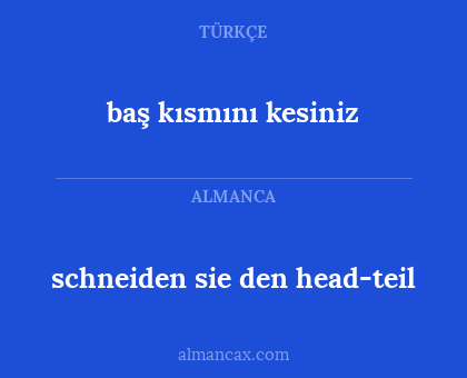 schneiden sie den head-teil - baş kısmını kesiniz