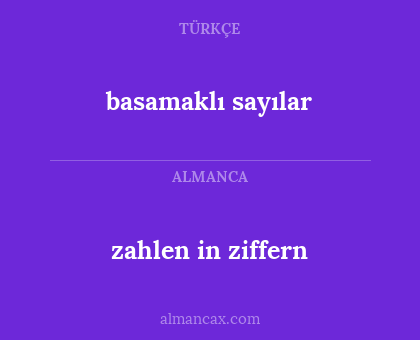 zahlen in ziffern - basamaklı sayılar