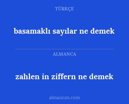 basamaklı sayılar ne demek - zahlen in ziffern ne demek