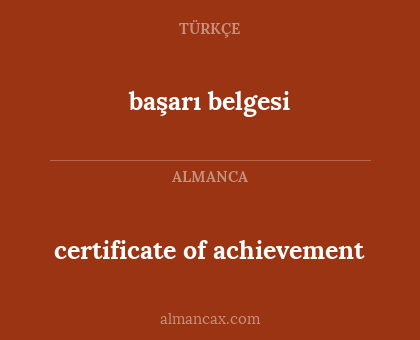 certificate of achievement - başarı belgesi