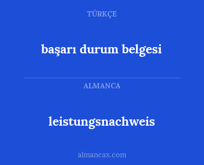 başarı durum belgesi - leistungsnachweis