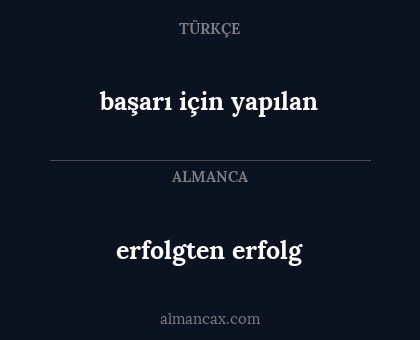 erfolgten erfolg - başarı için yapılan