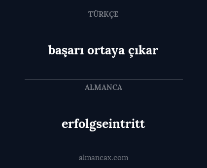 başarı ortaya çıkar - erfolgseintritt