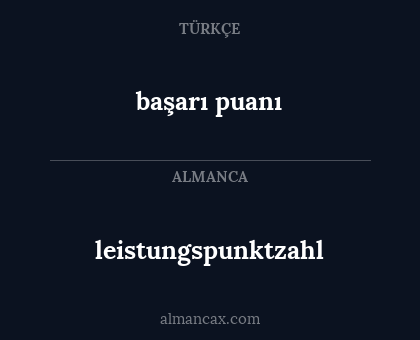 başarı puanı - leistungspunktzahl