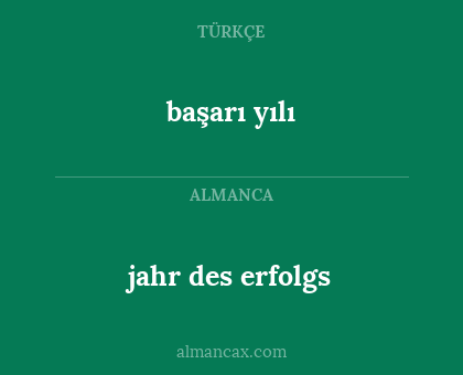 başarı yılı - jahr des erfolgs