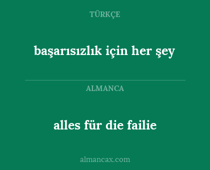 başarısızlık için her şey - alles für die failie