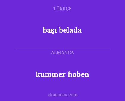 kummer haben - başı belada