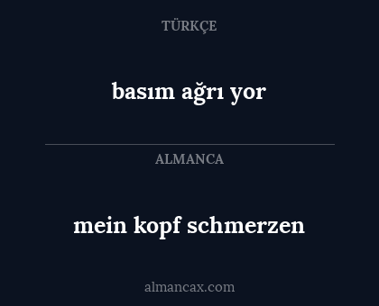 basım ağrı yor - mein kopf schmerzen