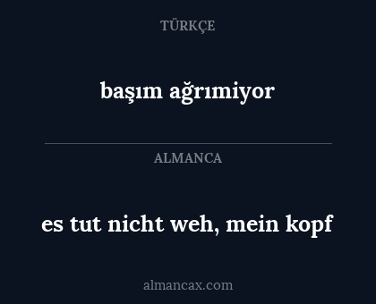 başım ağrımiyor - es tut nicht weh, mein kopf