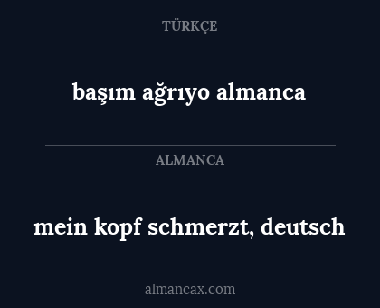 başım ağrıyo almanca - mein kopf schmerzt, deutsch