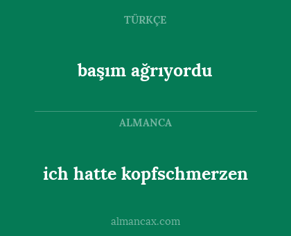 ich hatte kopfschmerzen - başım ağrıyordu