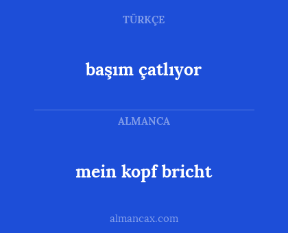 mein kopf bricht - başım çatlıyor