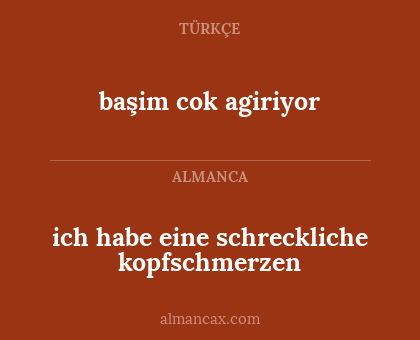 ich habe eine schreckliche kopfschmerzen - başim cok agiriyor