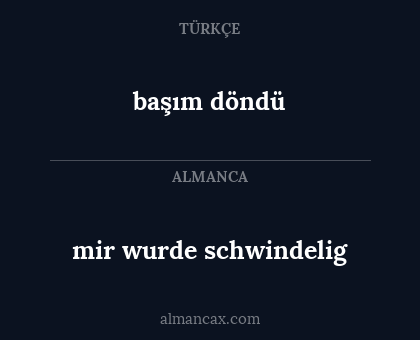 başım döndü - mir wurde schwindelig