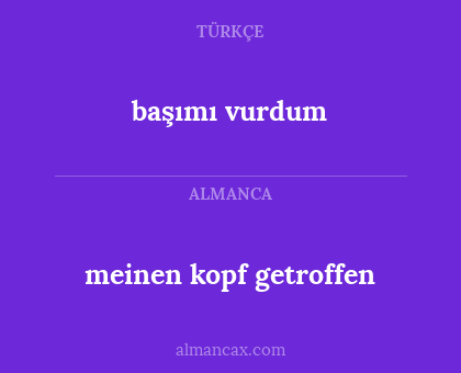 meinen kopf getroffen - başımı vurdum