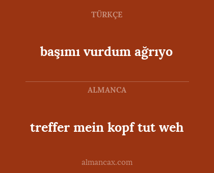 başımı vurdum ağrıyo - treffer mein kopf tut weh