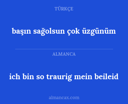 başın sağolsun çok üzgünüm - ich bin so traurig mein beileid