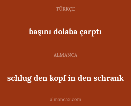başını dolaba çarptı - schlug den kopf in den schrank