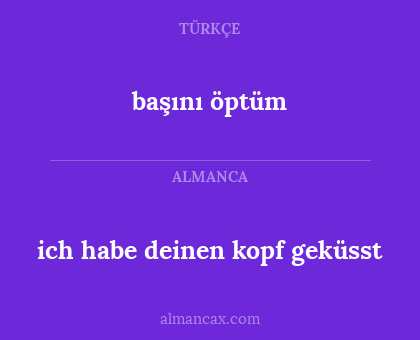 başını öptüm - ich habe deinen kopf geküsst