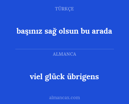 viel glück übrigens - başınız sağ olsun bu arada
