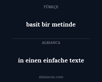 in einen einfache texte - basit bir metinde