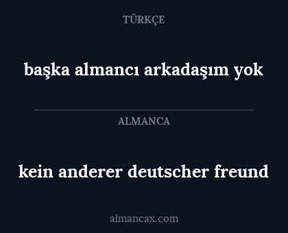 başka almancı arkadaşım yok - kein anderer deutscher freund