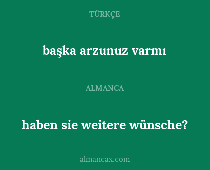 haben sie weitere wünsche? - başka arzunuz varmı