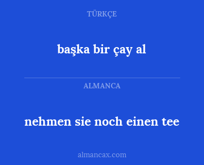 nehmen sie noch einen tee - başka bir çay al